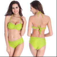 sexy bikini chicks products fashion push solid swimwear halter strappy sexy bikini women mid waist swimsuit quality beach bathing suit waibo bear